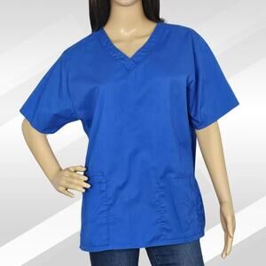 2/$20 WonderWink WonderWORK Royal Blue Scrub Top Size M | Medical Uniform Shirt